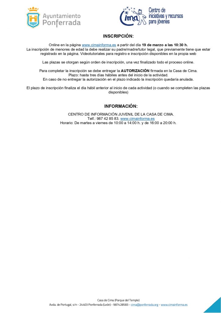 Programa aVENTUra-t Semana Santa Ponferrada 2026