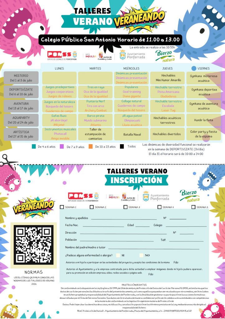 Ponferrada lanza su plan de conciliación estival con ludotecas de 7 horas, transporte adaptado y talleres inclusivos de TEA