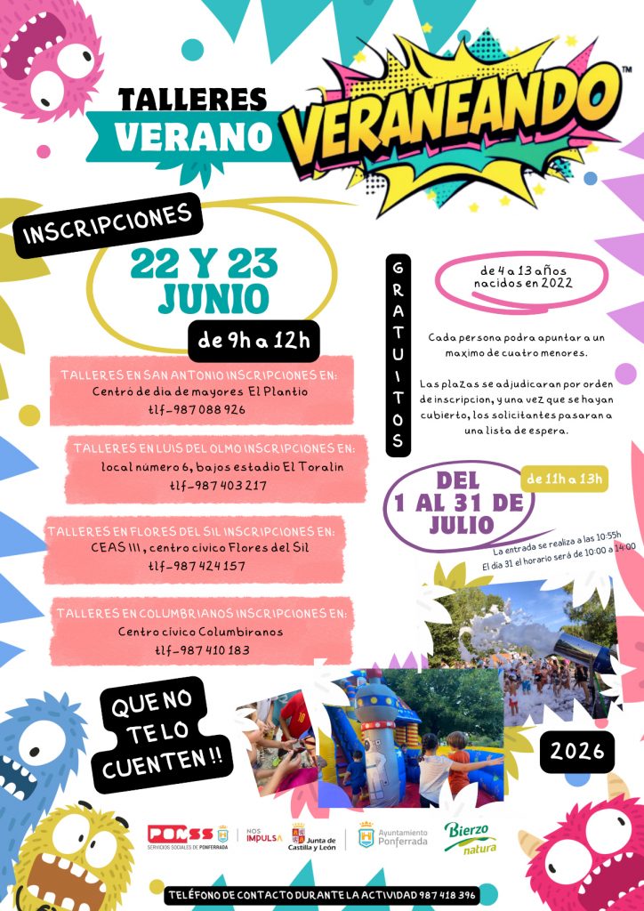 Ponferrada lanza su plan de conciliación estival con ludotecas de 7 horas, transporte adaptado y talleres inclusivos de TEA